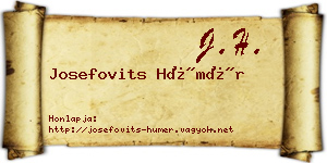 Josefovits Hümér névjegykártya